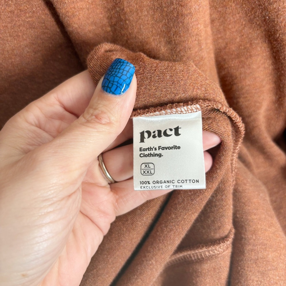 Pact Brooklyn Airplane Organic Cotton Open Front Cardigan Size XL/XXL Brown - Picture 4 of 8